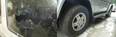 Sheikh Hasina's sports utility vehicle (SUV), which was hit by bullet.