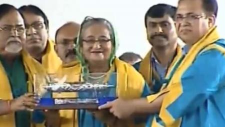 West Bengal`s Nazrul University conferred the D Lit on Hasina at a special convocation.