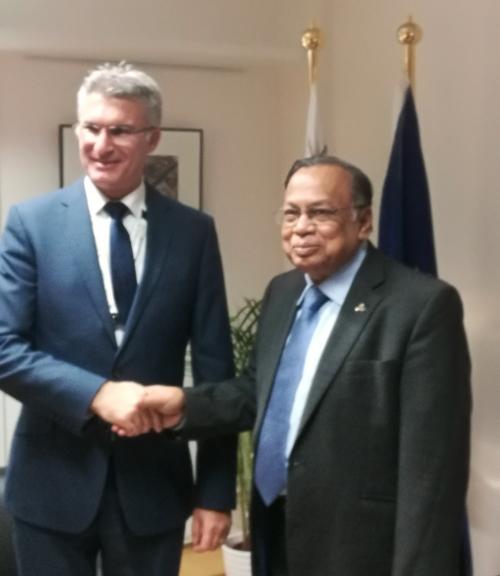 Bangladesh Foreign Minister meeting AH Mahmood Ali meeting the Maltese Foreign Minister Carmelo Abela, EU HQs, Brussels.