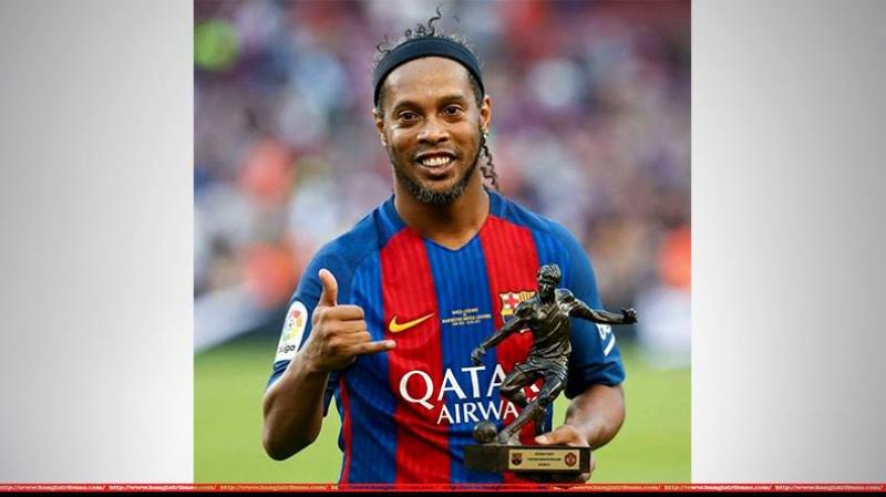Ronaldinho appeared in a Barcelona v Manchester United legends match last summer, winning man of the match
