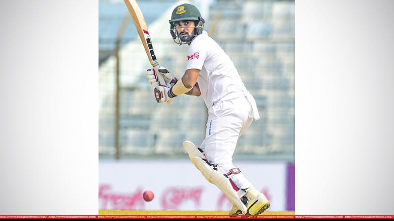 Bangladeshi cricketer Liton Das plays a shot during the fifth and final day of the first cricket Test between Bangladesh and Sri Lanka (Photo: AP)