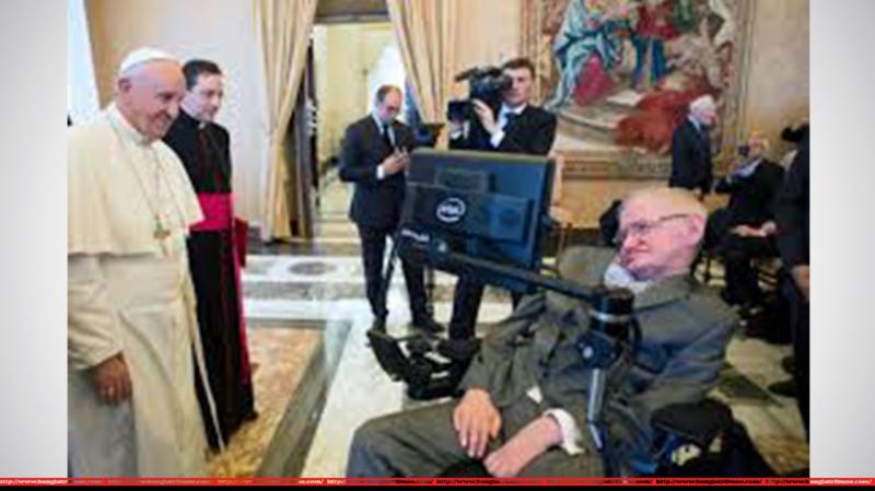 Pope Francis meets with British theoretical physicist and cosmologist Stephen Hawking at the Vatican in November 2016