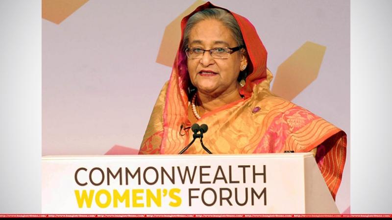 Prime Minister Sheikh Hasina addressed the Women`s Forum at the Commonwealth Heads of Government Meeting (CHOGM) in London. (Photo: Focus Bangla)