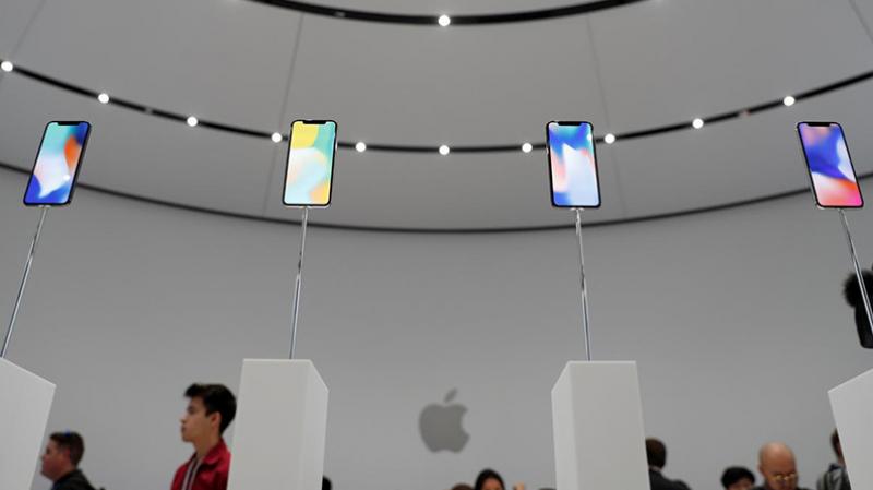 Apple iPhone X samples are displayed during a product launch event in Cupertino, California, US, September 12, 2017. REUTERS