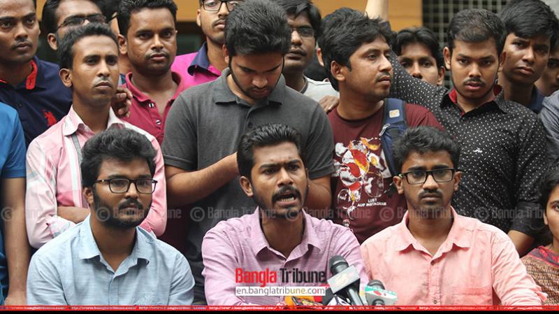 The Council for the Preservation of Bangladesh General Students’ Rights, which has been leading the quota reform protests held a news conference on the Dhaka University campus on May 08, 2018. (Photo: Nashirul Islam)