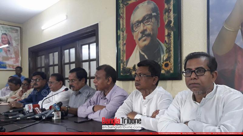 Awami League leaders at a press conference on Khulna city polls, Tuesday May 15. BANGLA TRIBUNE