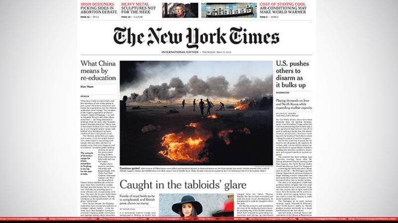 Front page of The New York Times international edition on May 17