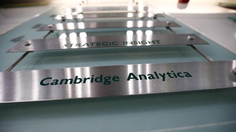 The nameplate of political consultancy, Cambridge Analytica, is seen in central London, Britain March 21, 2018. REUTERS