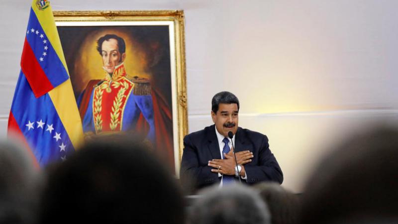 Venezuela`s President Nicolas Maduro great the International observers for the upcoming May 20 election at the presidential palace in Caracas, Venezuela May 18, 2018. REUTERS
