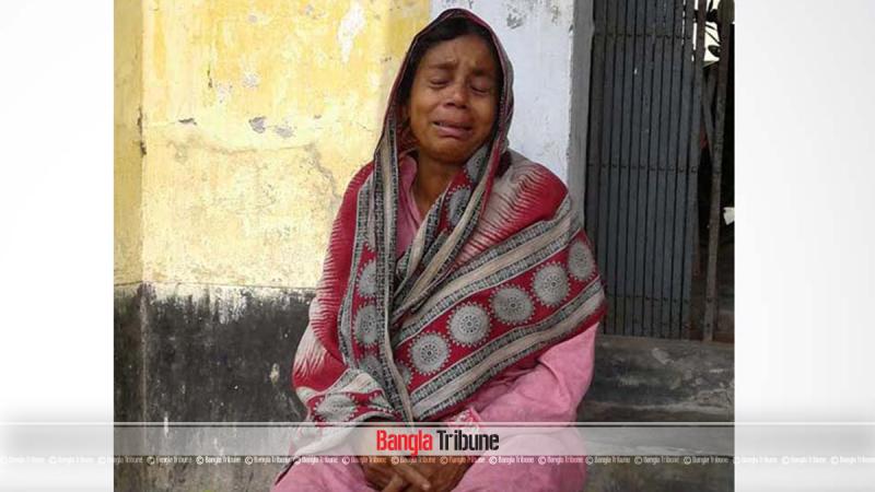 Helpless Aleay Begum wailing outside Chitolmari police station Saturday.