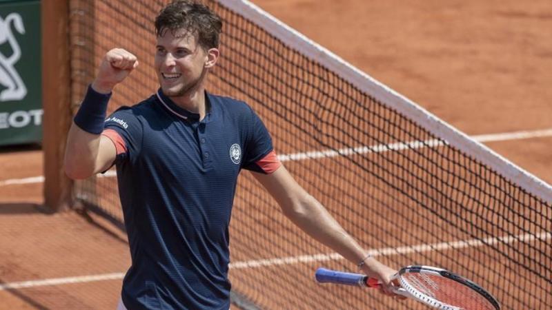 Dominic Thiem celebrates match point during his match against Marco Cecchinato (ITA) on day 13 of the 2018 French Open at Roland Garros. REUTERS