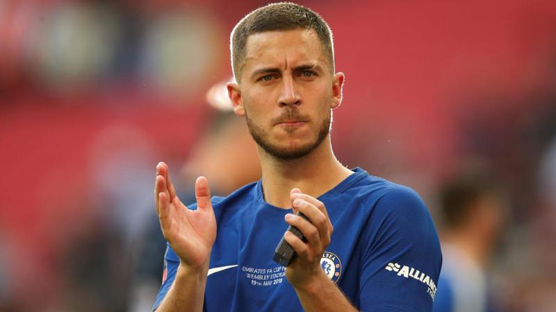 Chelsea`s Eden Hazard applauds the fans after winning the FA Cup final on May 19, 2018. REUTERS