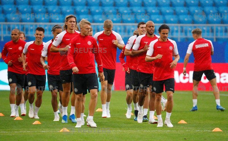Denmark players during training REUTERS
