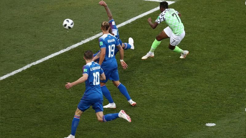 Nigeria`s Ahmed Musa scores their first goal in the Group D match aginst Iceland at Volgograd Arena, Volgograd, Russia on June 22, 2018 REUTERS