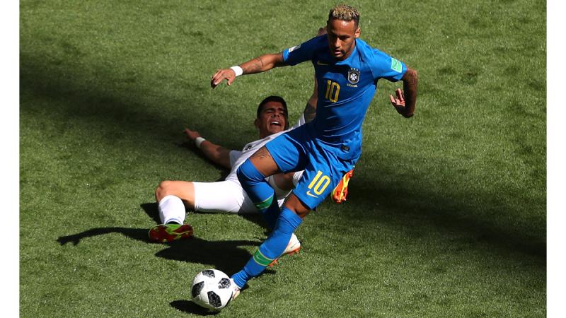 Brazil`s Neymar in action with Costa Rica`s Johnny Acosta in a Group E match at Saint Petersburg Stadium, Saint Petersburg, Russia on June 22, 2018 REUTERS