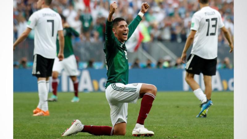 Mexico`s Edson Alvarez celebrates after a match against Germany. REUTERS