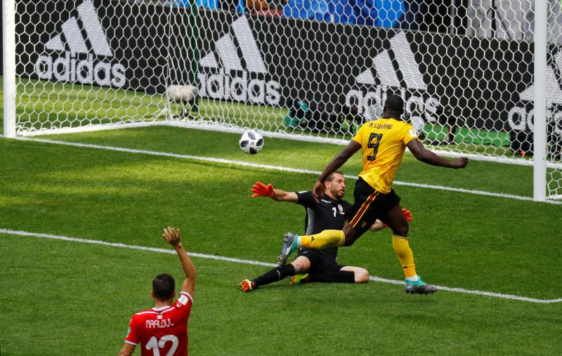 Belgium vs Tunisia - Spartak Stadium, Moscow, Russia - June 23, 2018 Belgium`s Romelu Lukaku scores his second and the team’s third goal. REUTERS