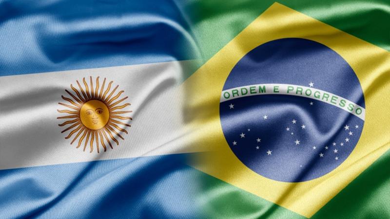 Illustration picture of combination of Brazil and Argentina flags.