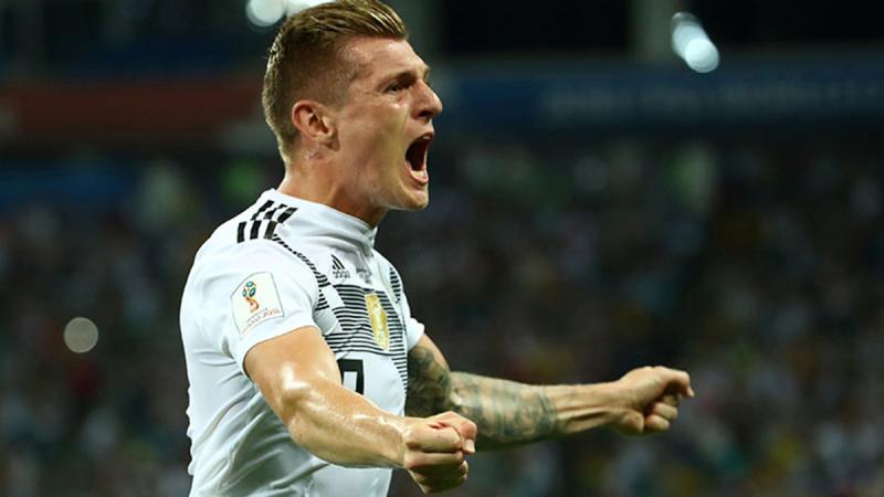 Germany’s Toni Kroos celebrates scoring their second goal during the World Cup Group F match between Germany and Sweden, at Fisht Stadium, Sochi, Russia, on June 23, 2018. REUTERS