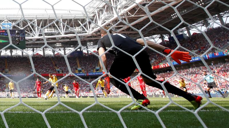 World Cup - Group G - Belgium vs Tunisia - Spartak Stadium, Moscow, Russia - June 23, 2018 Belgium's Eden Hazard scores their first goal from the penalty spot REUTERS