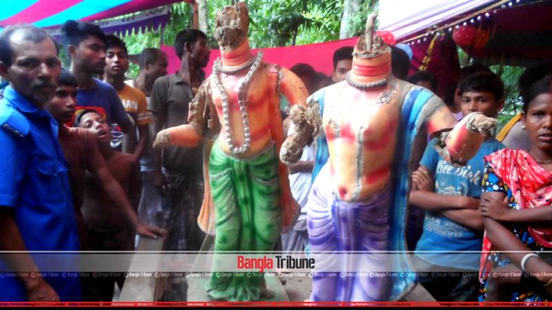 Hindu idols vandalized in Bogra.