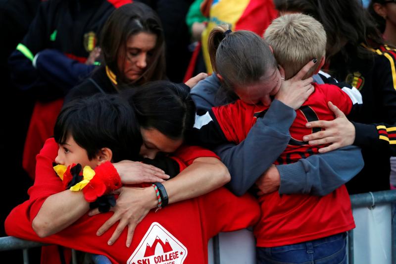 World Cup - Semi-Final - France v Belgium - Brussels, Belgium - July 10, 2018. Supporters of Belgium react after the match. REUTERS