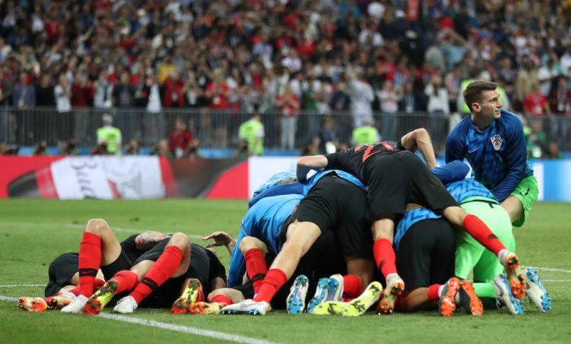 World Cup - Semi Final - Croatia v England - Luzhniki Stadium, Moscow, Russia - July 11, 2018  Croatia players celebrate after the match   REUTERS