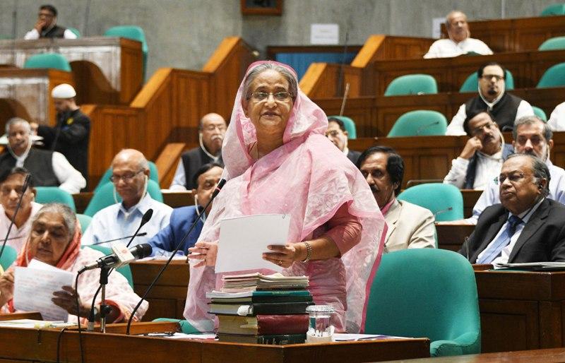 Prime Minister Sheikh Hasina addresses the parliament on Thursday. FOUCS BANGLA