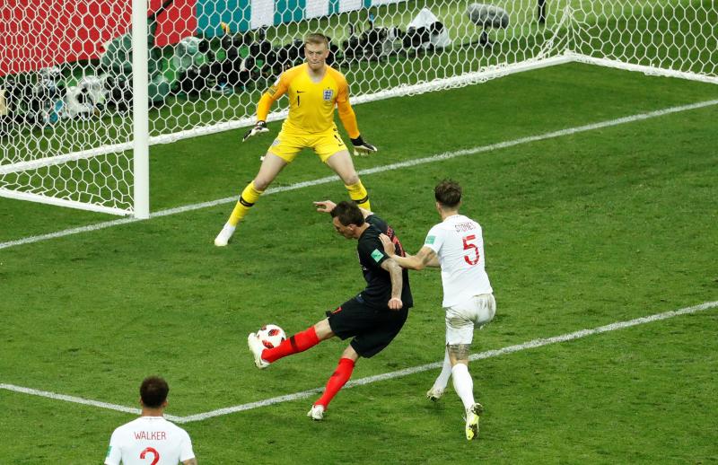 World Cup - Semi Final - Croatia v England - Luzhniki Stadium, Moscow, Russia - July 11, 2018  Croatia`s Mario Mandzukic scores their second goal   REUTERS