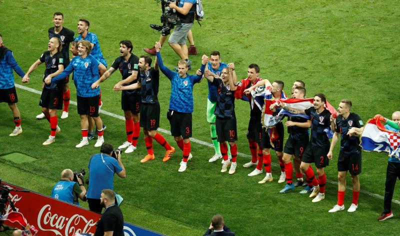 World Cup - Semi Final - Croatia v England - Luzhniki Stadium, Moscow, Russia - July 11, 2018  Croatia players salute their fans as they celebrate victory after the match   REUTERS
