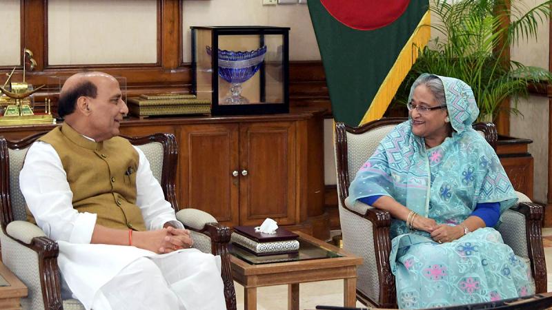 Indian Home Minister Rajnath Singh called on Prime Minister Sheikh Hasina at her official residence on Saturday. FOCUS BANGLA