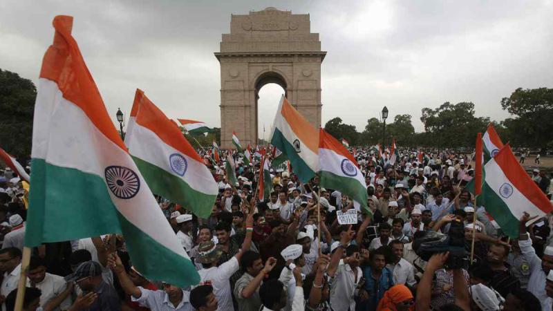 This 2012 photo shows anti-corruption protesters at India Gate in capital New Delhi. REUTERS