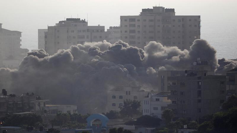 Smoke rises following an Israeli strike on a building in Gaza City Jul 14, 2018. REUTERS
