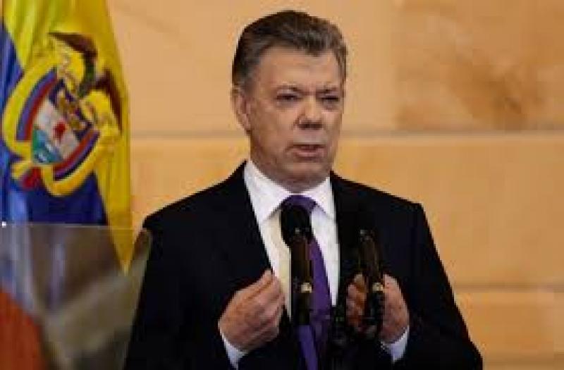 Colombia`s President Juan Manuel Santos gives a speech during the swearing in ceremony of a new congress, which includes former members of the FARC who were given ten seats as part of the 2016 peace process, in Bogota, Colombia July 20, 2018. REUTERS