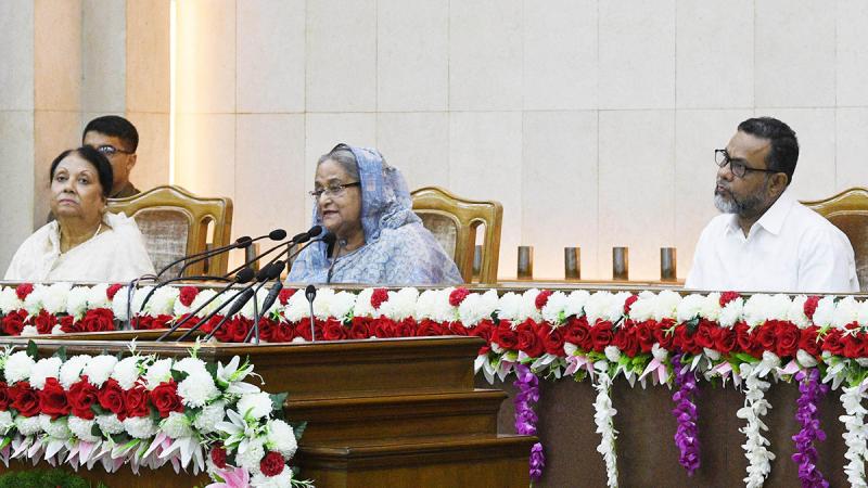 Prime Minister Sheikh Hasina addresses three-day DCs Conference-2018 at the PM’s Office in capital on Tuesday (Jul 24). FOCUS BANGLA