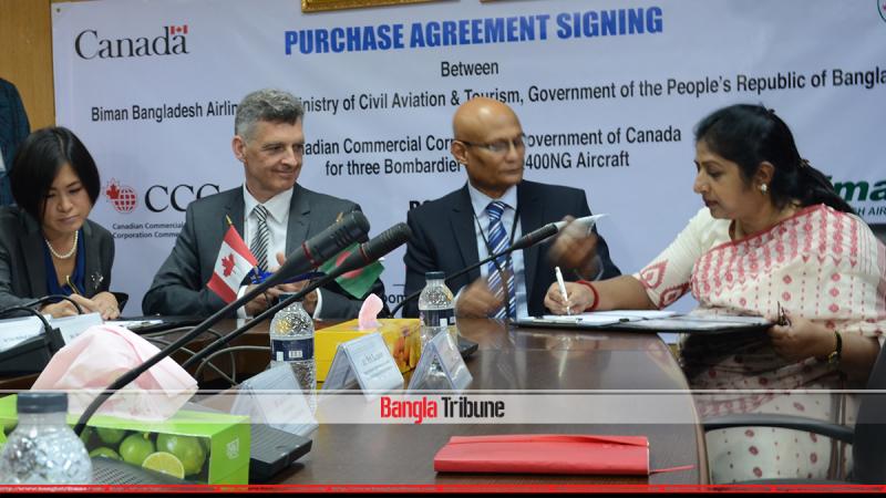 The deal between Biman and Canadian Commercial Corporation (CCC) was inked in Dhaka on Wednesday.