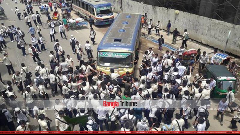 Notre Dame college students were checking papers of a bus in Motijheel.