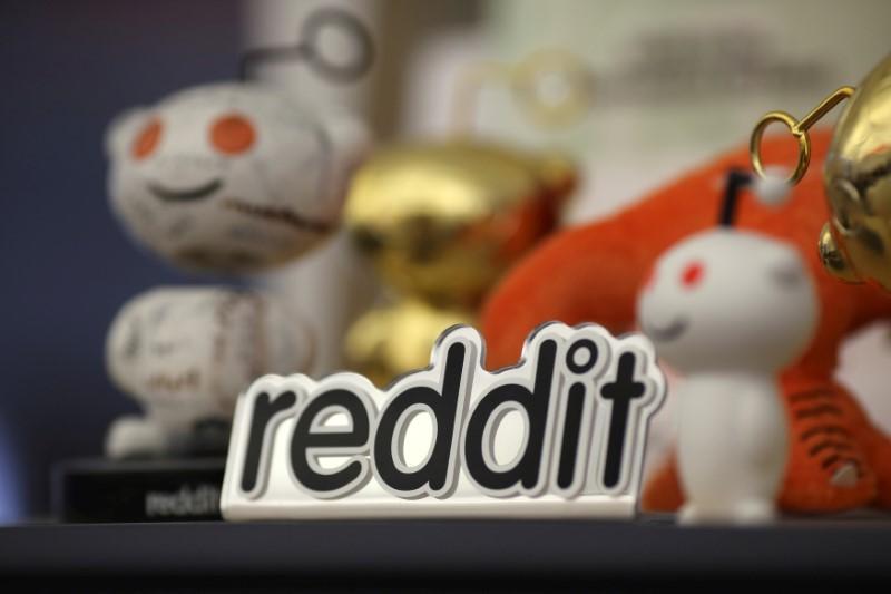 Reddit mascots are displayed at the company`s headquarters in San Francisco, California in this April 15, 2014 file photo. REUTERS