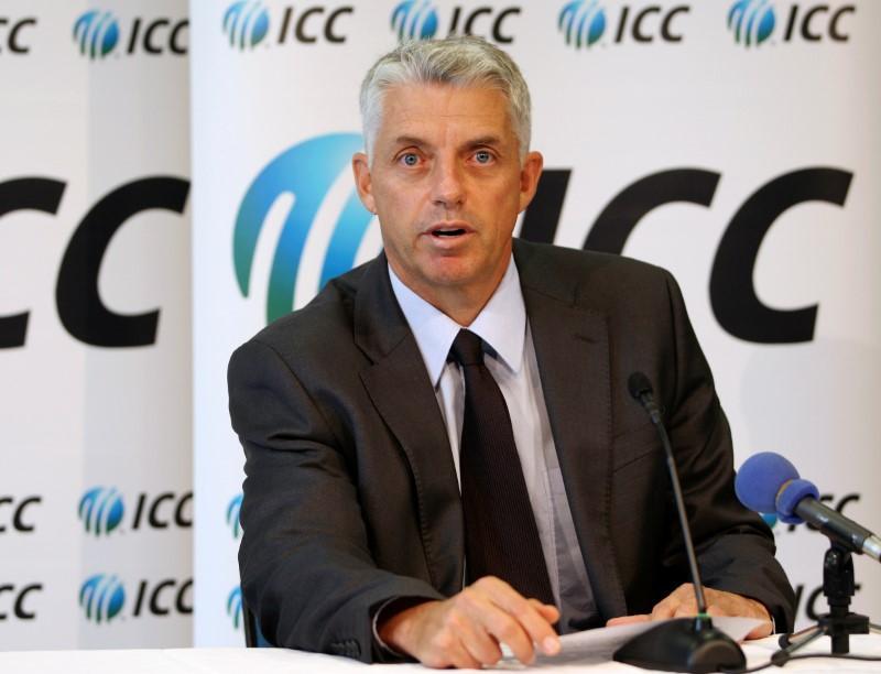 International Cricket Council (ICC) Chief Executive David Richardson gestures as he speaks during a news conference. REUTERS