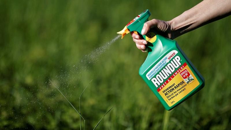 A woman uses a Monsanto`s Roundup weed-killer spray without glyphosate in a garden in Ercuis near Paris, France, May 6, 2018. REUTERS