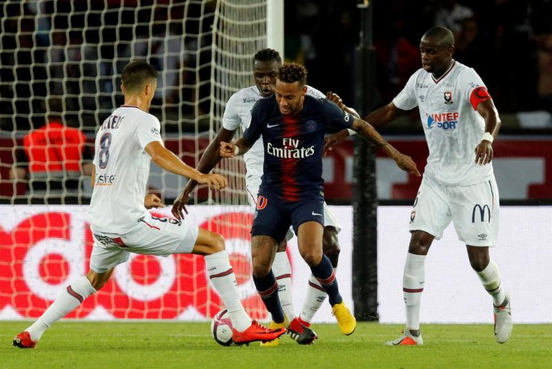 Paris St Germain`s Neymar in action against Caen at Parc des Princes, Paris, France on August 12, 2018. REUTERS
