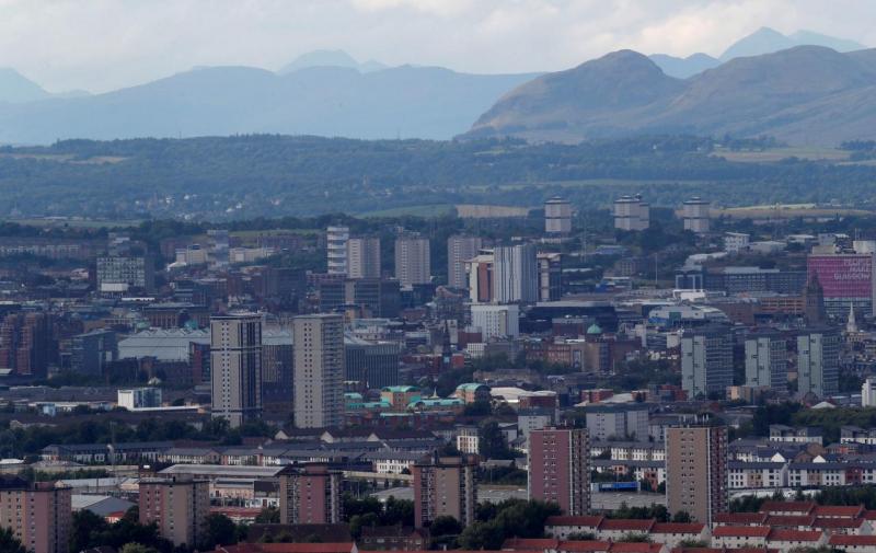 Blocks of flats in the city of Glasgow are seen from Cathkin Braes, Scotland, Britain August 7, 2018. REUTERS
