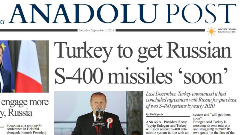 Front page of Anadolu Post on Saturday (Sept 1).