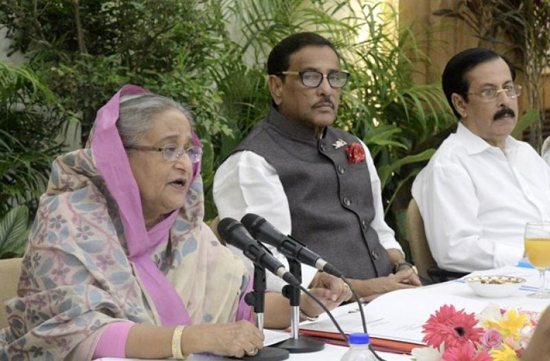 Prime Minister, also ruling Awami League President, Sheikh Hasina speaks at a party programme at Gonobhaban on Saturday (Sept 15). FOCUS BANGLA