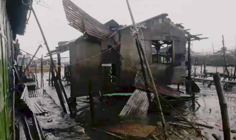 A damaged house is seen after Typhoon Mangkhut hits Philippines, Bolinao, Pangasinan, Philippines September 15, 2018 in this still image obtained from a social media video. REUTERS
