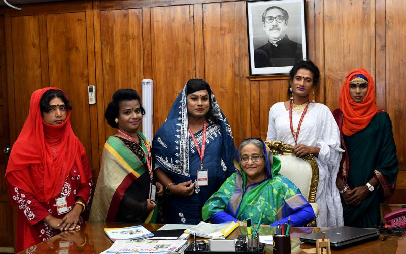 A transgender delegation calls on Prime Minister Sheikh Hasina at her Sangsad Bhaban office on Sunday (Sept 16). PID