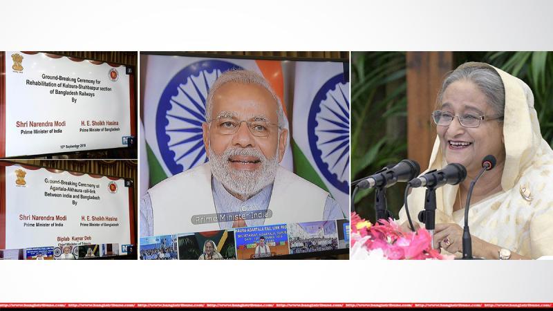 Prime Minister Sheikh Hasina and Indian premier Narendra Modi inaugurated the projects jointly through video conferencing.
