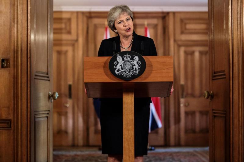 Britain`s Prime Minister Theresa May makes a statement on Brexit negotiations with the European Union at Number 10 Downing Street, London September 21, 2018 . REUTERS