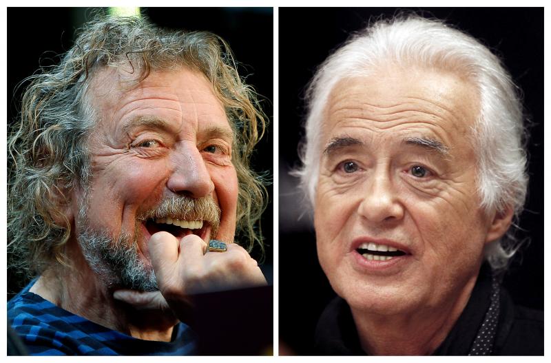 Lead singer Robert Plant (L) and guitarist Jimmy Page of British rock band Led Zeppelin are seen October 9, 2012 and July 21, 2015 in New York and Toronto in this combination file photo. REUTERS