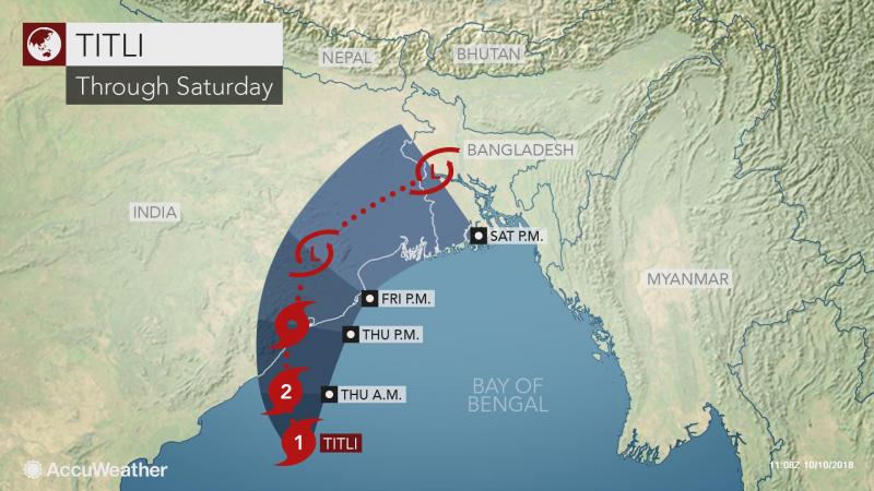 The Met office has said Titli has intensified to a ‘severe cyclonic storm with the core of hurricane’. PHOTO/AaccuWeather
